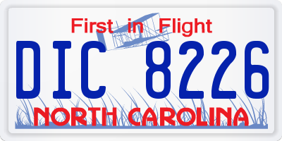 NC license plate DIC8226