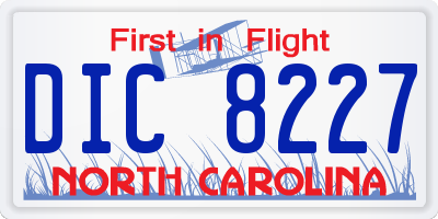 NC license plate DIC8227