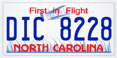 NC license plate DIC8228