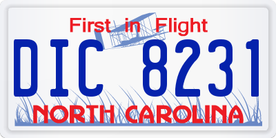 NC license plate DIC8231