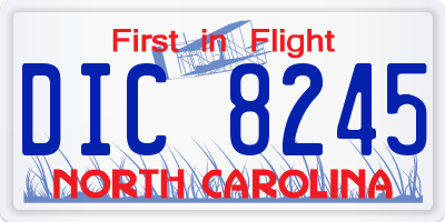 NC license plate DIC8245