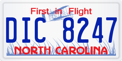 NC license plate DIC8247