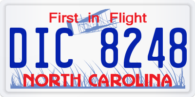 NC license plate DIC8248