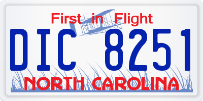 NC license plate DIC8251