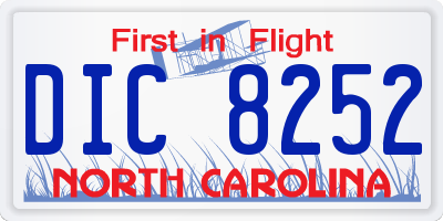 NC license plate DIC8252