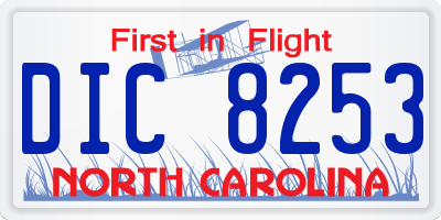 NC license plate DIC8253