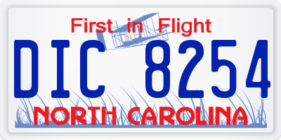 NC license plate DIC8254