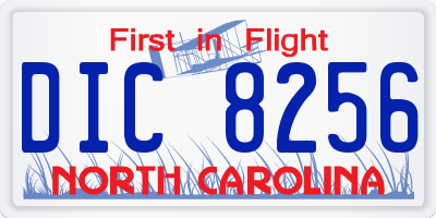 NC license plate DIC8256