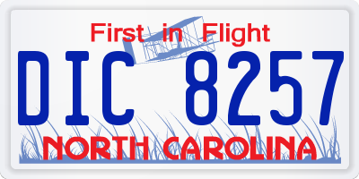 NC license plate DIC8257