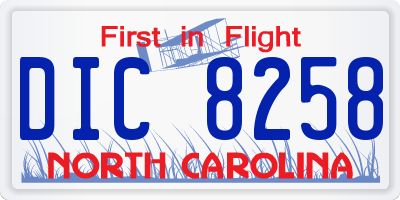 NC license plate DIC8258