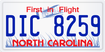 NC license plate DIC8259