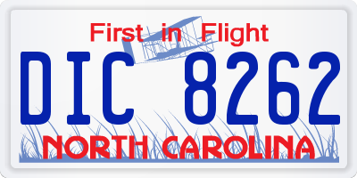 NC license plate DIC8262