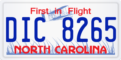 NC license plate DIC8265
