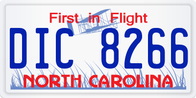 NC license plate DIC8266