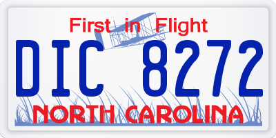 NC license plate DIC8272