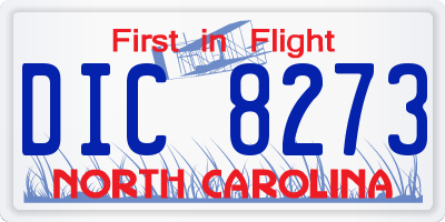 NC license plate DIC8273