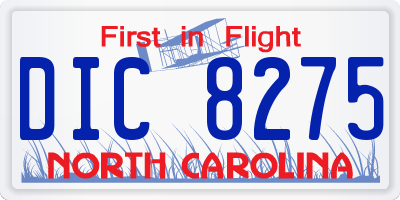 NC license plate DIC8275