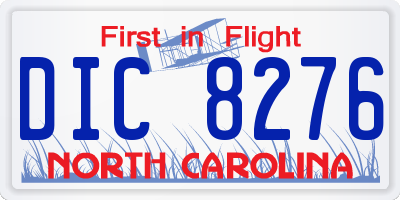 NC license plate DIC8276