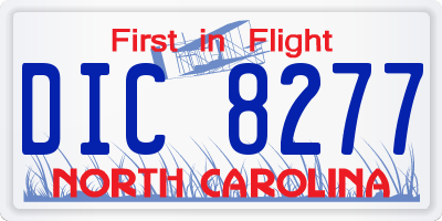 NC license plate DIC8277
