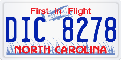 NC license plate DIC8278