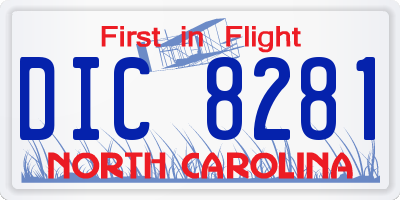 NC license plate DIC8281