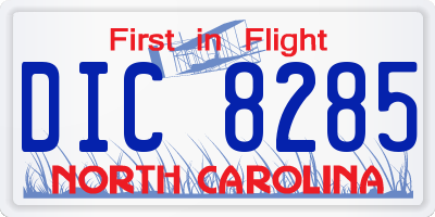 NC license plate DIC8285