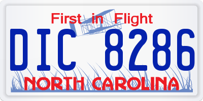 NC license plate DIC8286
