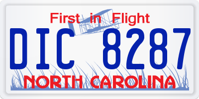 NC license plate DIC8287