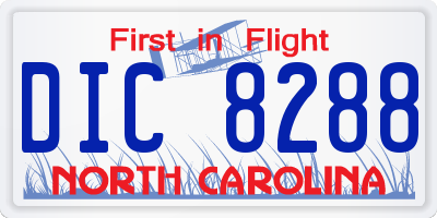 NC license plate DIC8288
