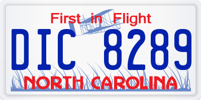 NC license plate DIC8289