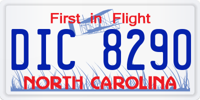 NC license plate DIC8290