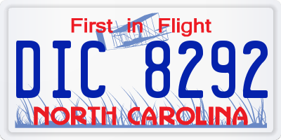 NC license plate DIC8292