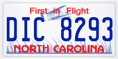 NC license plate DIC8293