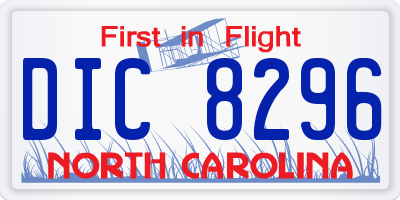 NC license plate DIC8296