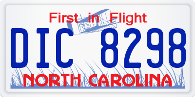 NC license plate DIC8298