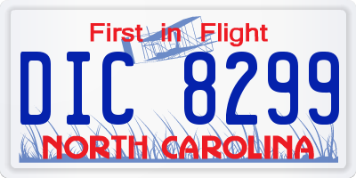 NC license plate DIC8299