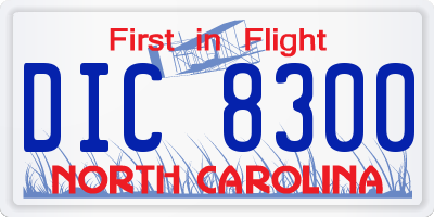 NC license plate DIC8300
