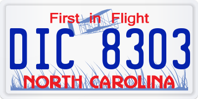 NC license plate DIC8303