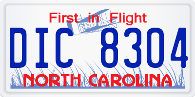 NC license plate DIC8304