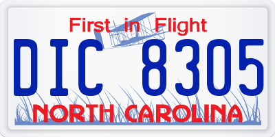 NC license plate DIC8305