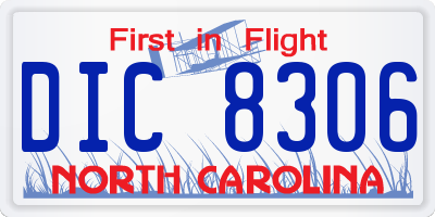 NC license plate DIC8306