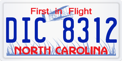 NC license plate DIC8312