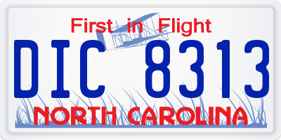 NC license plate DIC8313