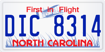 NC license plate DIC8314