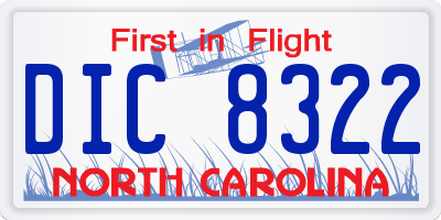 NC license plate DIC8322