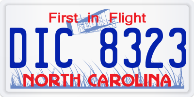 NC license plate DIC8323