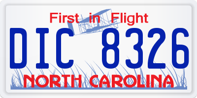 NC license plate DIC8326