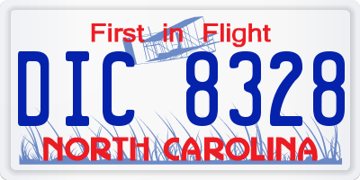 NC license plate DIC8328