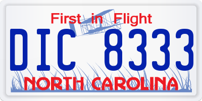NC license plate DIC8333