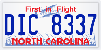 NC license plate DIC8337